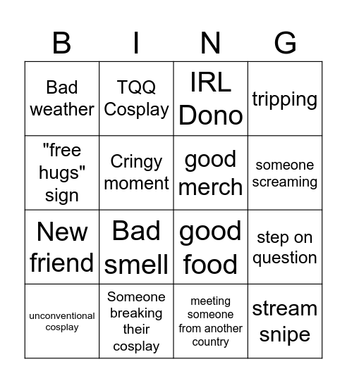 Connichi Con Bingo Card