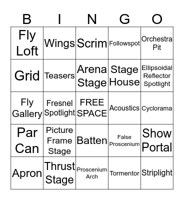 Musical Theatre Bingo  Bingo Card
