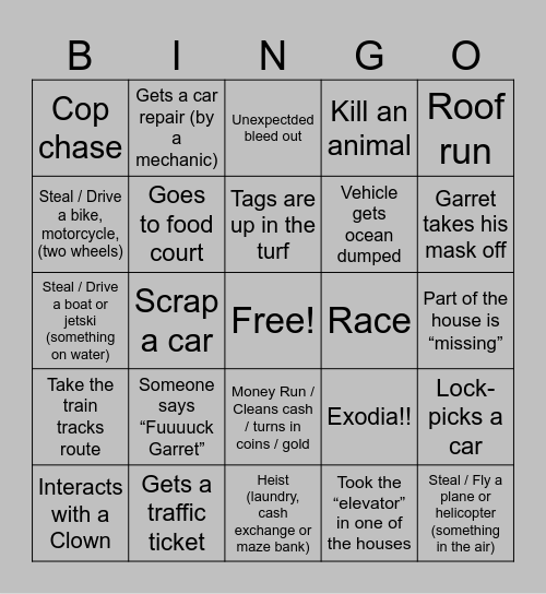 Hidden Bingo Card