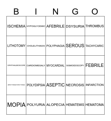 MEDICAL TERM REVIEW Bingo Card