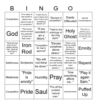 Sunday School Bingo Card