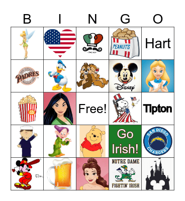 Cendali Tipton Hart Family Reunion Bingo Card