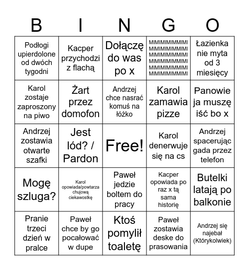 Bingo Zelwerowicza Bingo Card