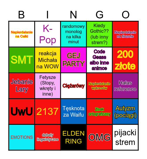 Oddziałowe BINGO Card