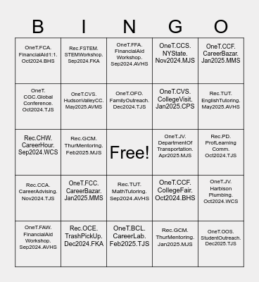 SCRIBE for GEAR UP Bingo Card