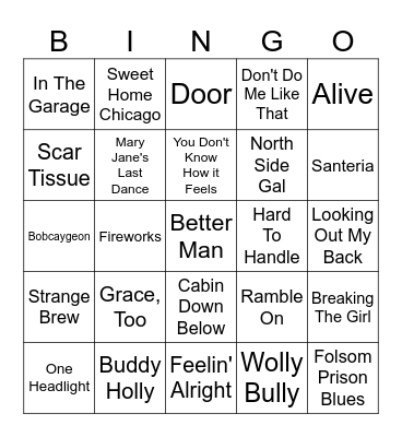 1999 Live Music Bingo Card