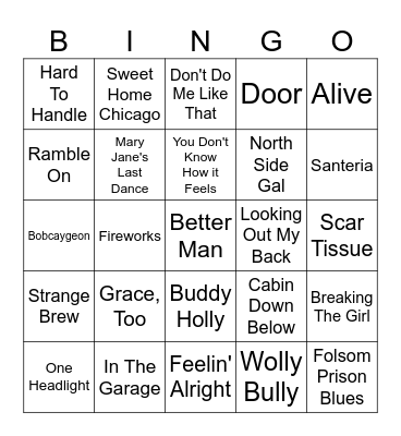 1999 Live Music Bingo Card