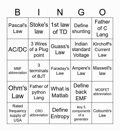 Bingo Card