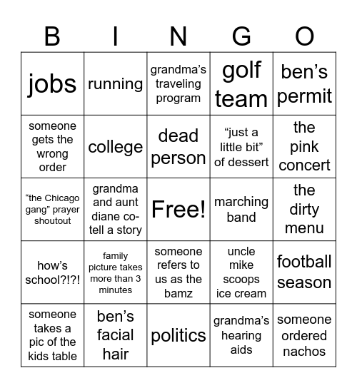 Untitled Bingo Card
