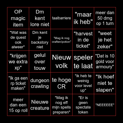 Lands of Artifice Bingo Card