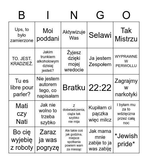 Natalia bingo Card