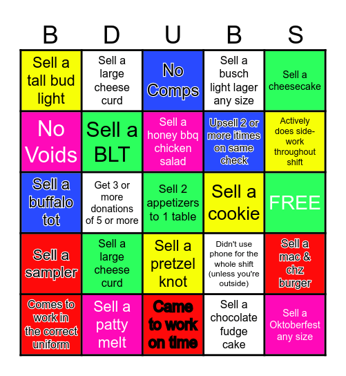 Server Bingo Card