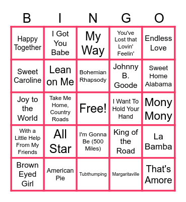 MUSIC BINGO at the Ann Arbor Eagles!  Sing Along Songs by WorldSingingDay.com! Bingo Card