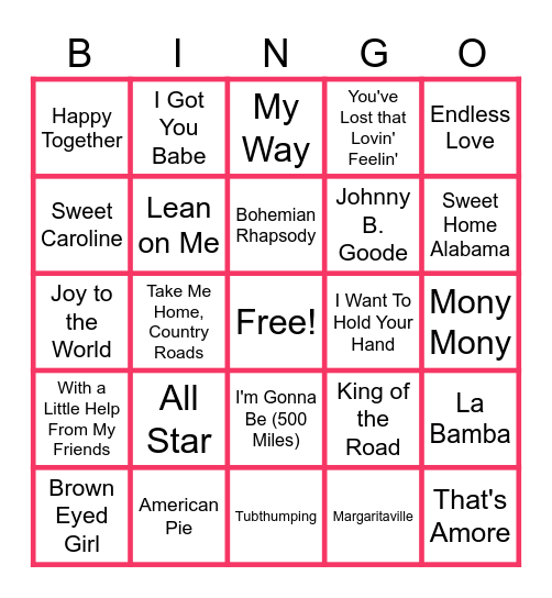 MUSIC BINGO at the Ann Arbor Eagles!  Sing Along Songs by WorldSingingDay.com! Bingo Card