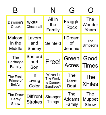 MUSIC BINGO at the Ann Arbor Eagles! TV Theme Songs Bingo Card