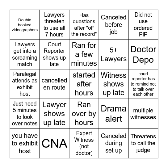 EGCR Video team bingo Card