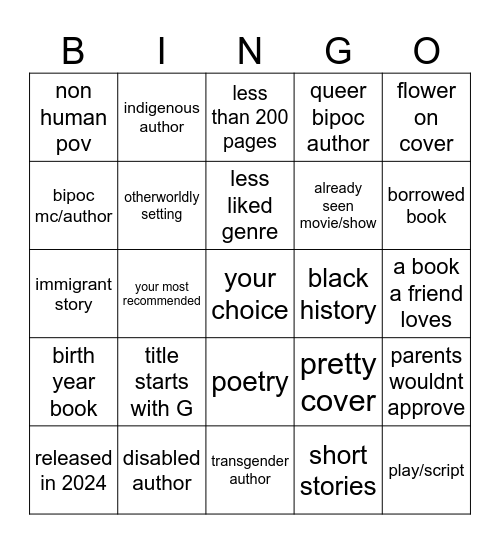 Goofs randomized reading bingo Card