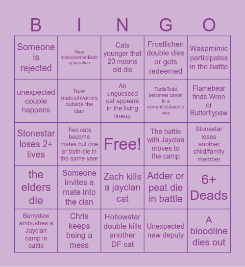 Galaxy Year 22 Bingo Card