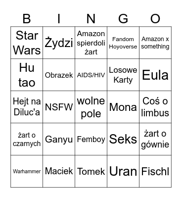 Karty przeciwko ludzkości - bugiet zone Bingo Card