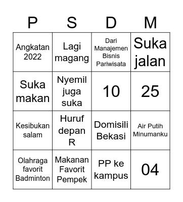 Soal Ketujuh Belas Bingo Card
