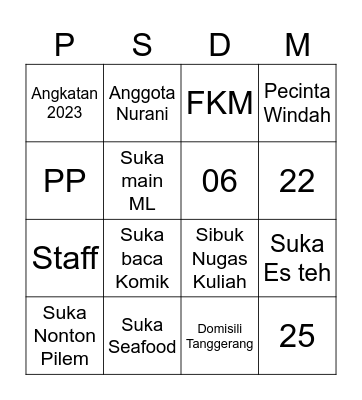 Soal Kesembilan Belas Bingo Card