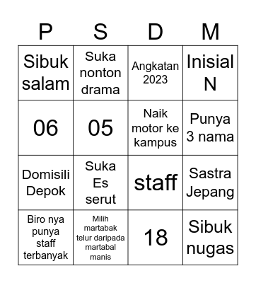 Soal Kedua Puluh Lima Bingo Card