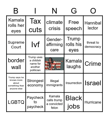 Presidential Debate Bingo Card
