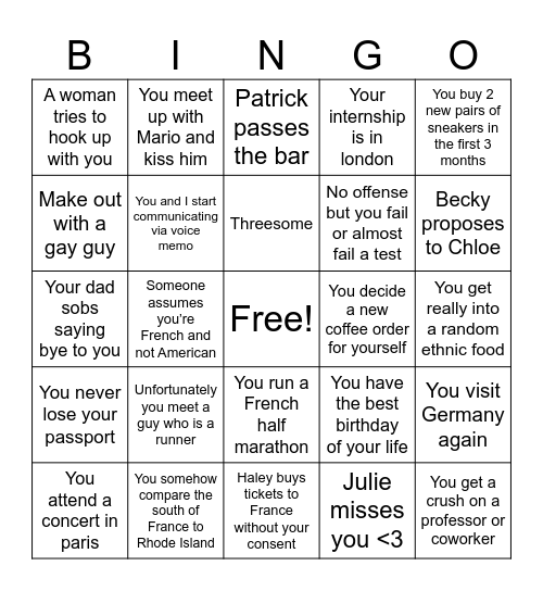 🇫🇷 Bingo Card