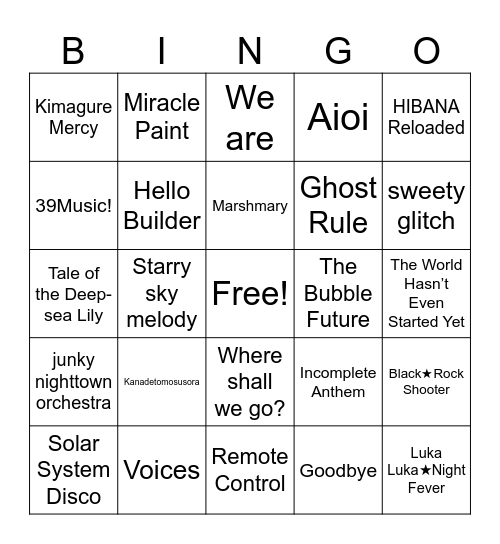 CC Bingo Card