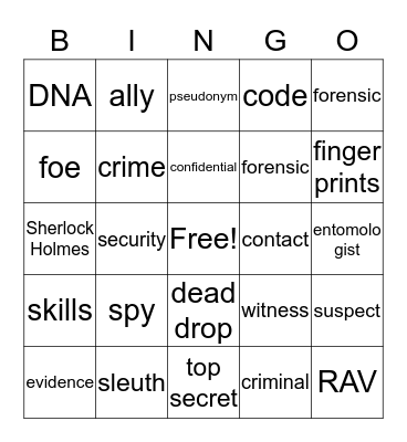 spy academy Bingo Card