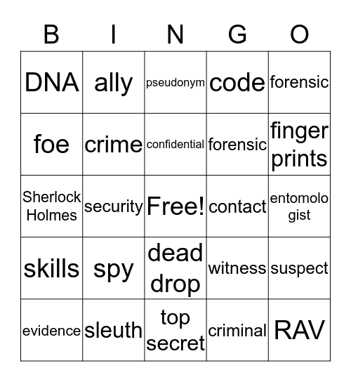 spy academy Bingo Card