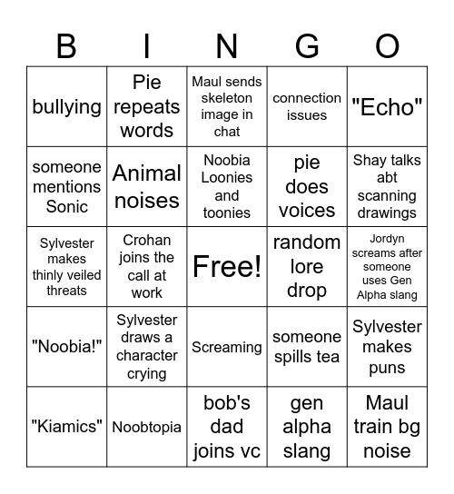 Artisaur call bingo Card