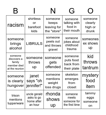 family reunion bingo Card