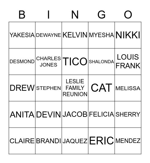 FAMILY TREE Bingo Card