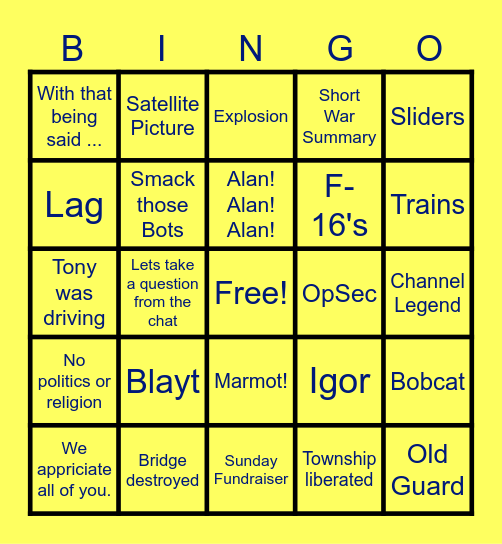 LSA Bingo Card