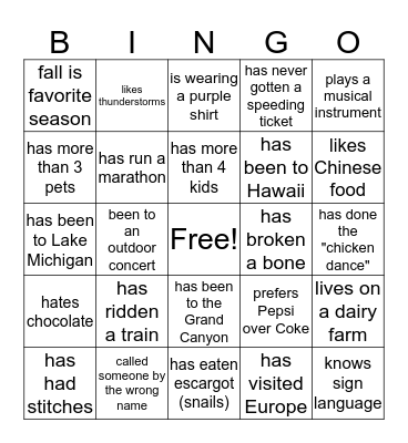 Random Bingo Card