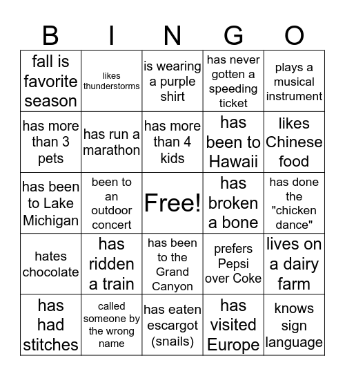 Random Bingo Card