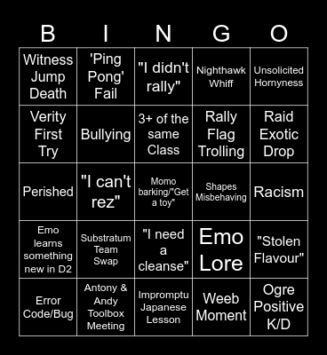 Bungo Bingo Card