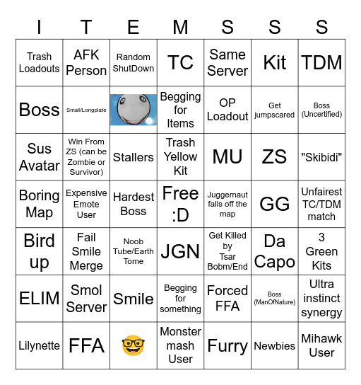 ITEM asylum Bingo Card