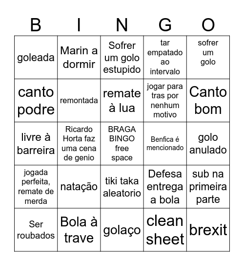 BRAGA BINGO Card