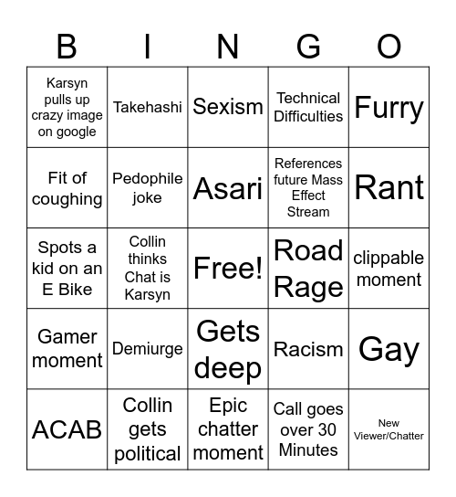 Radio PCH Bingo Card