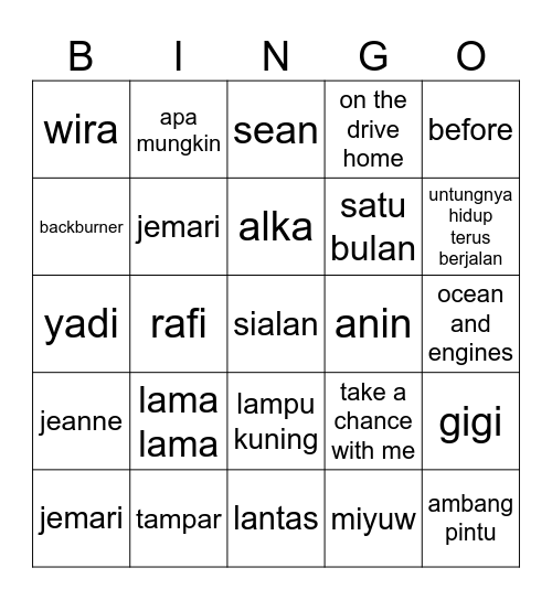 Untitled Bingo Card