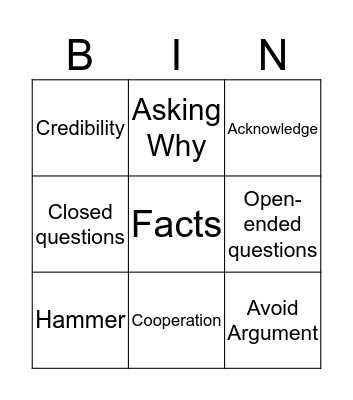 Gaing Cooperation Bingo Card