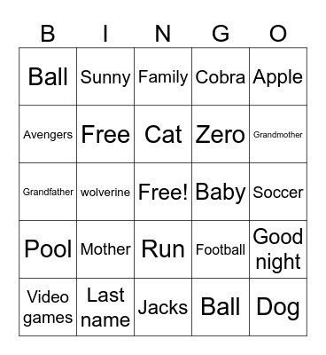 Untitled Bingo Card