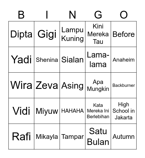 Bingo w/ Miyuw Bingo Card