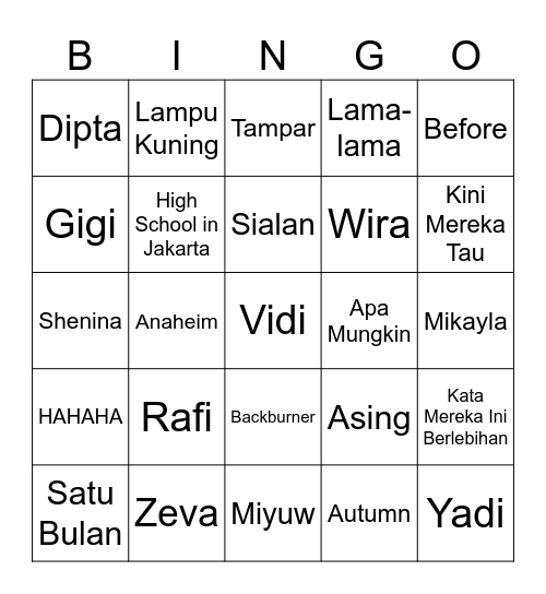 Bingo w/ Miyuw Bingo Card