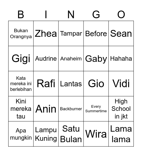 Anindya Bingo Card