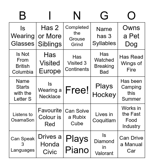 Bingo Card