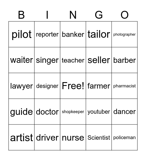 Jobs Bingo Card