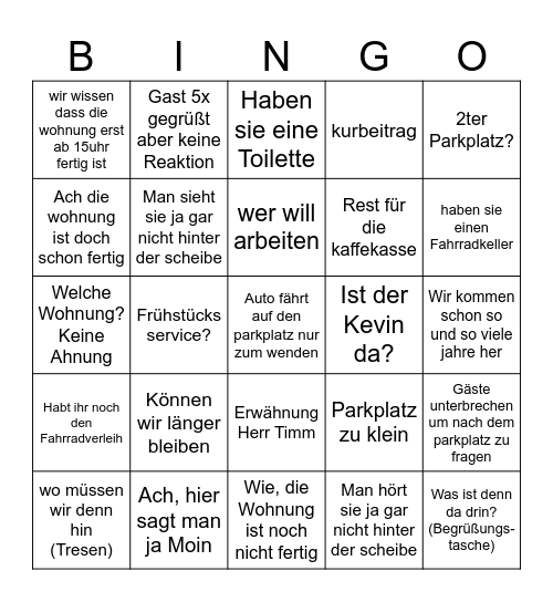 Anreise Bingo Card